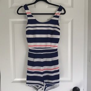 Navy and white romper